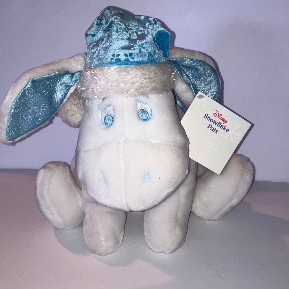 Disney Snowflake Pals Plush Eeyore with Blue Velvet and Sparkle Accents 12”